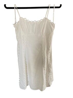 Here Comes The Sun White Lace Linen Short Sun  Dress 8  NWT